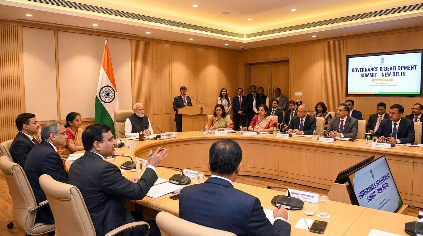PM Modi addressing the National Conference of Chief Secretaries with state officials
