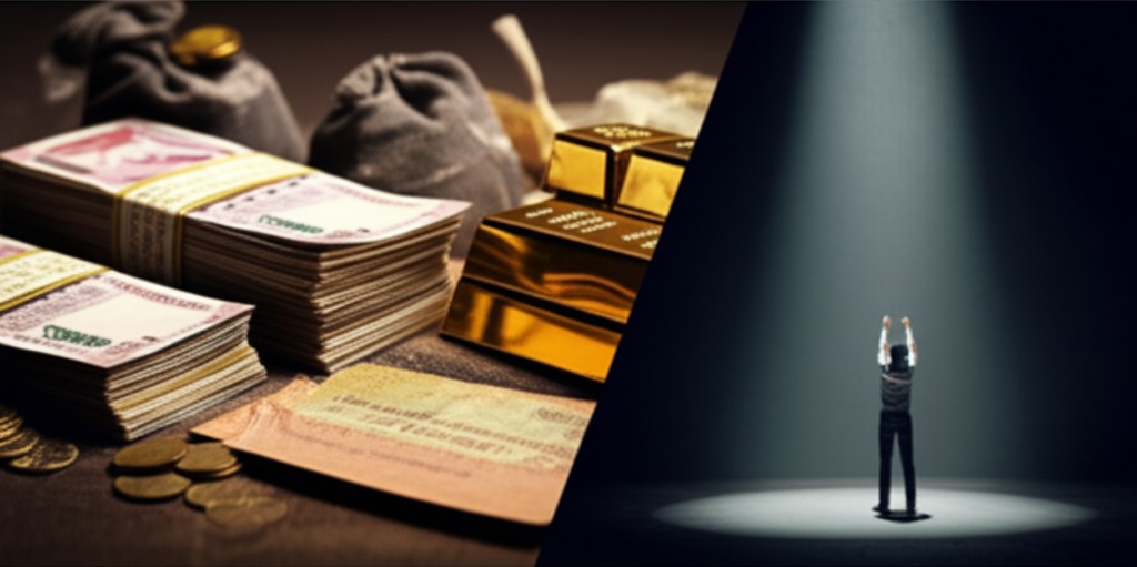 Indian rupee notes and startup icons symbolizing the funding gap