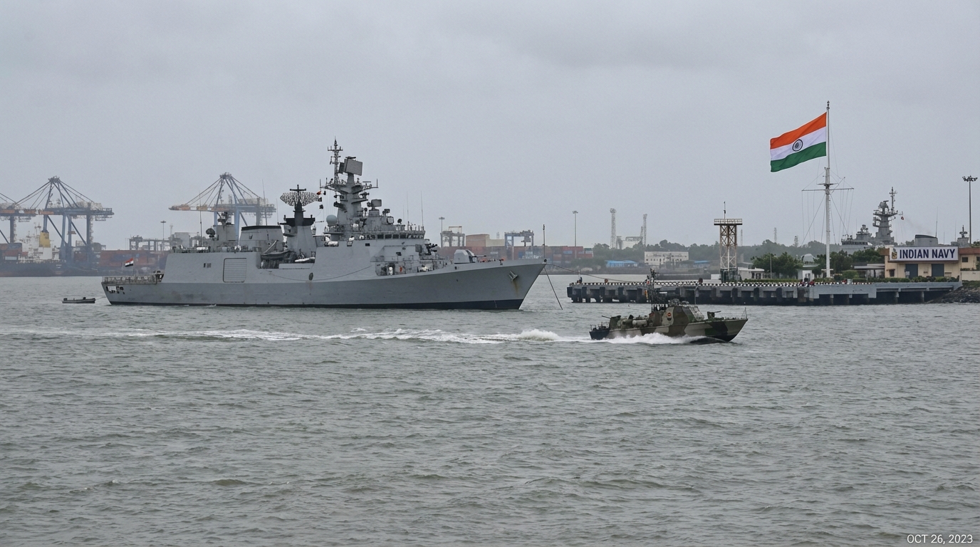 Indian Navy vessel in Bay of Bengal waters