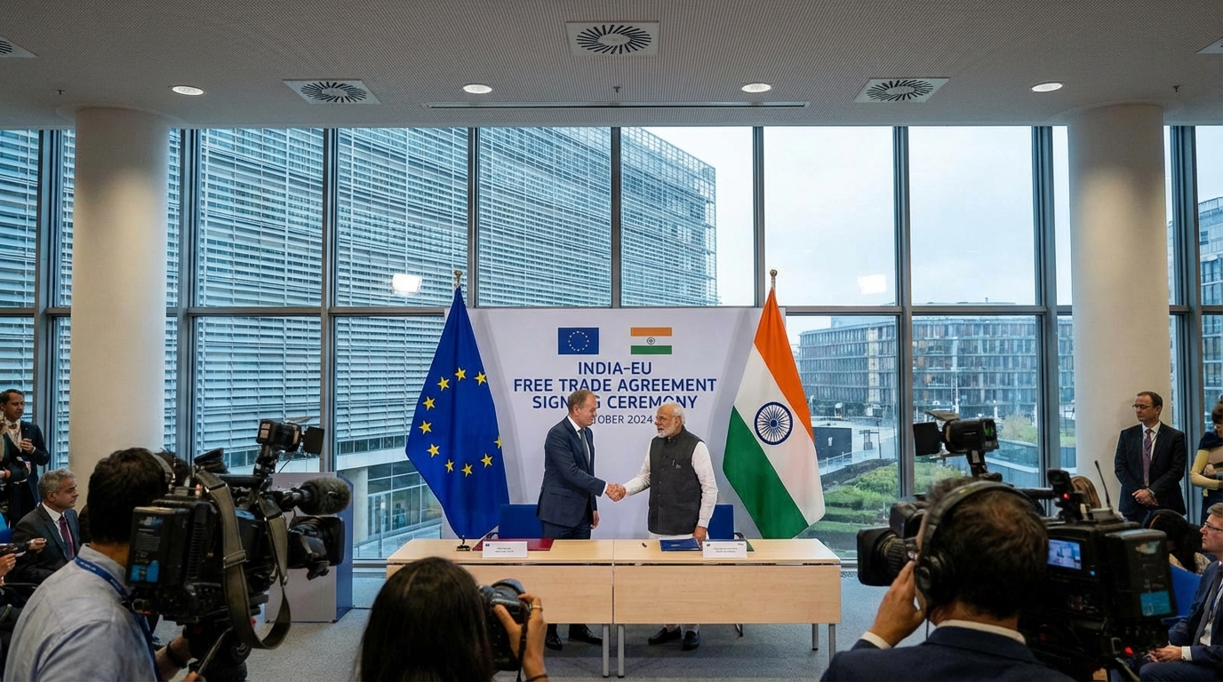 EU and India flags symbolizing strategic partnership