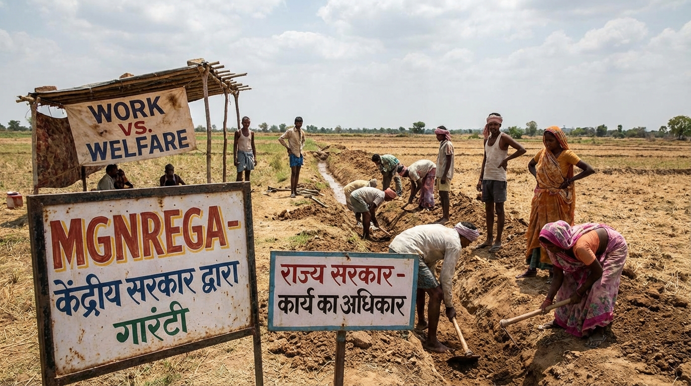 Rural workers representing MGNREGA and VB-GRAM-G debate