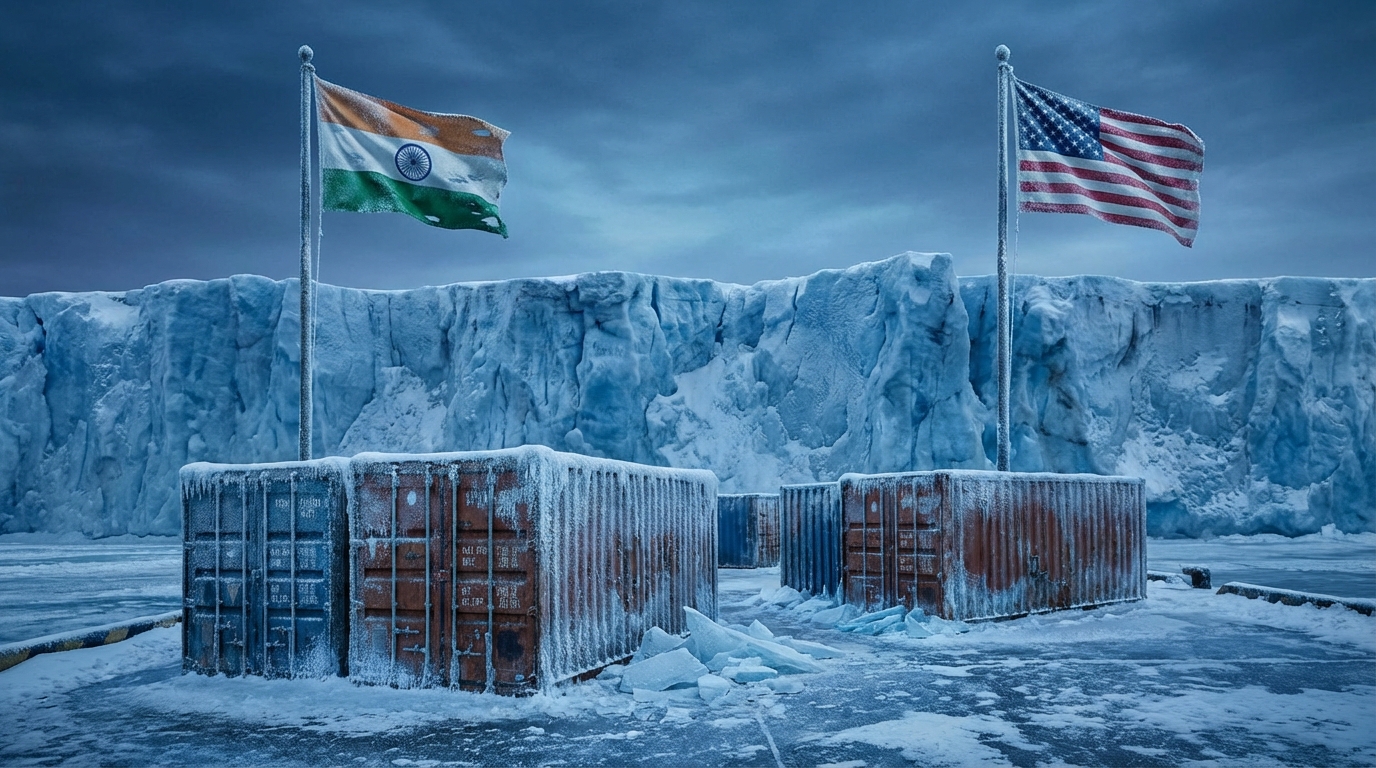 Symbolic frozen trade between India and USA