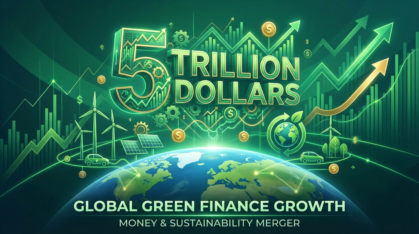 Upward trending financial chart with green elements representing carbon market growth trajectory