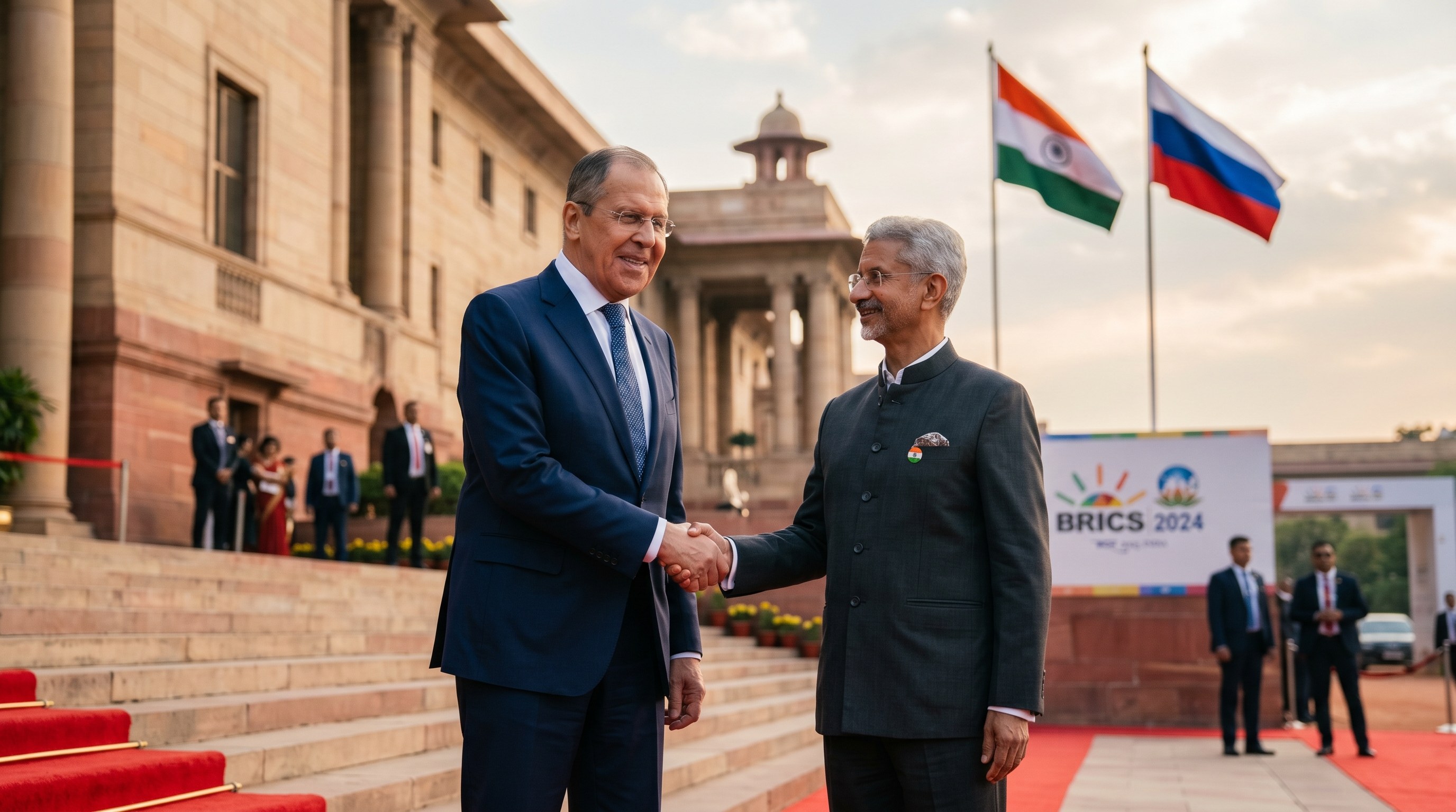 Russian Foreign Minister Sergey Lavrov greeted at New Delhi for BRICS foreign ministers meeting