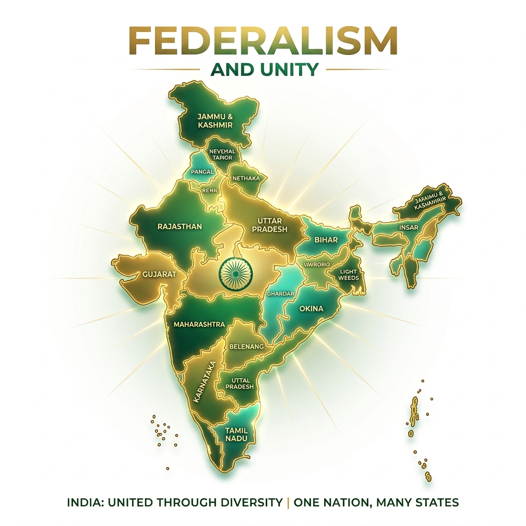 A visual showing a collaborative map of India's states working in unison.